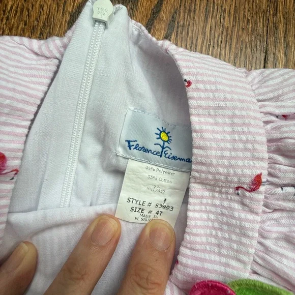 Florence Eiseman Seersucker Flamingo Print Dress 4T - Picture 9 of 9